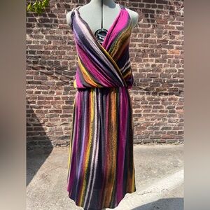 Multicolor Striped Wrap Dress